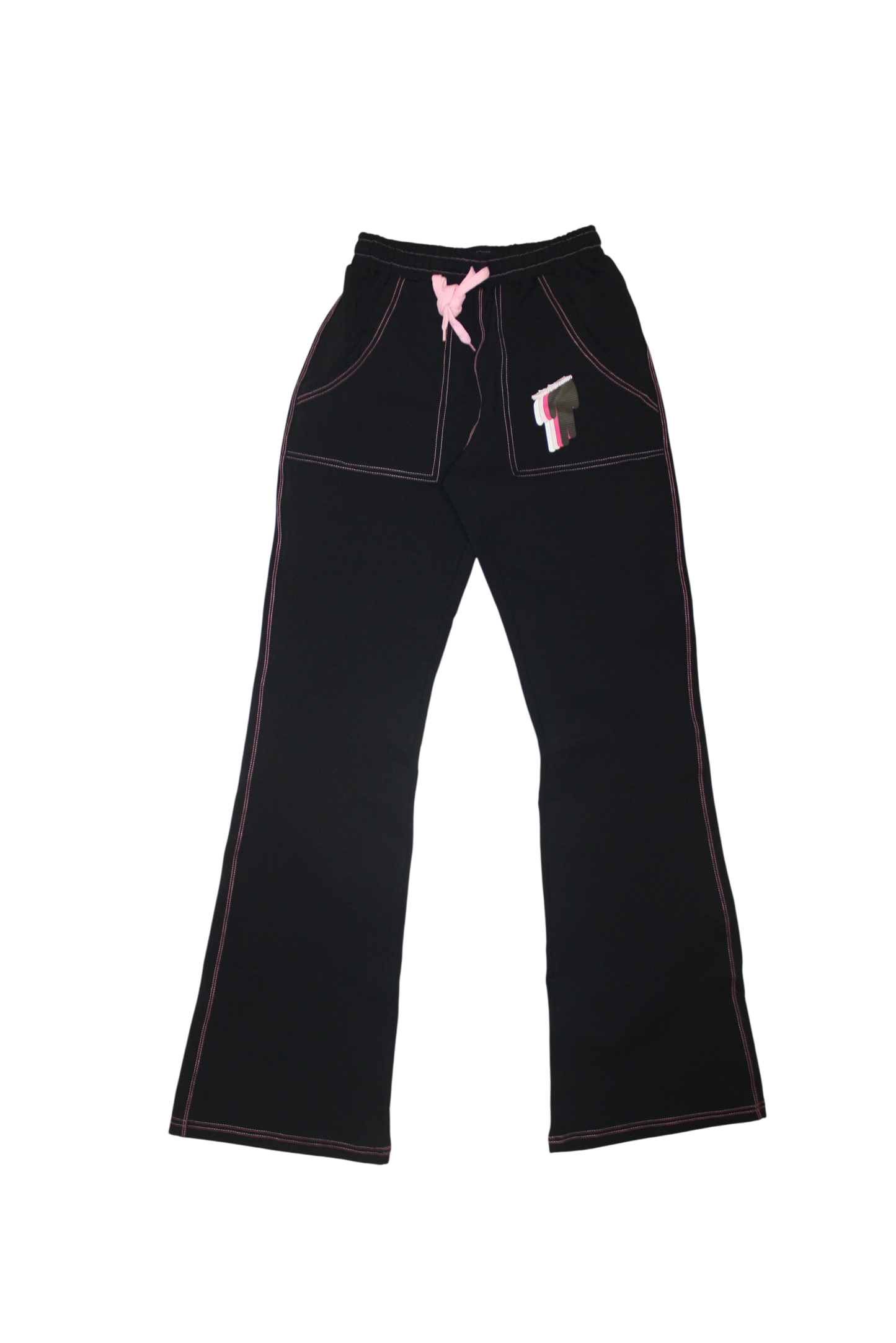 TWIYTC pink and black flared pants