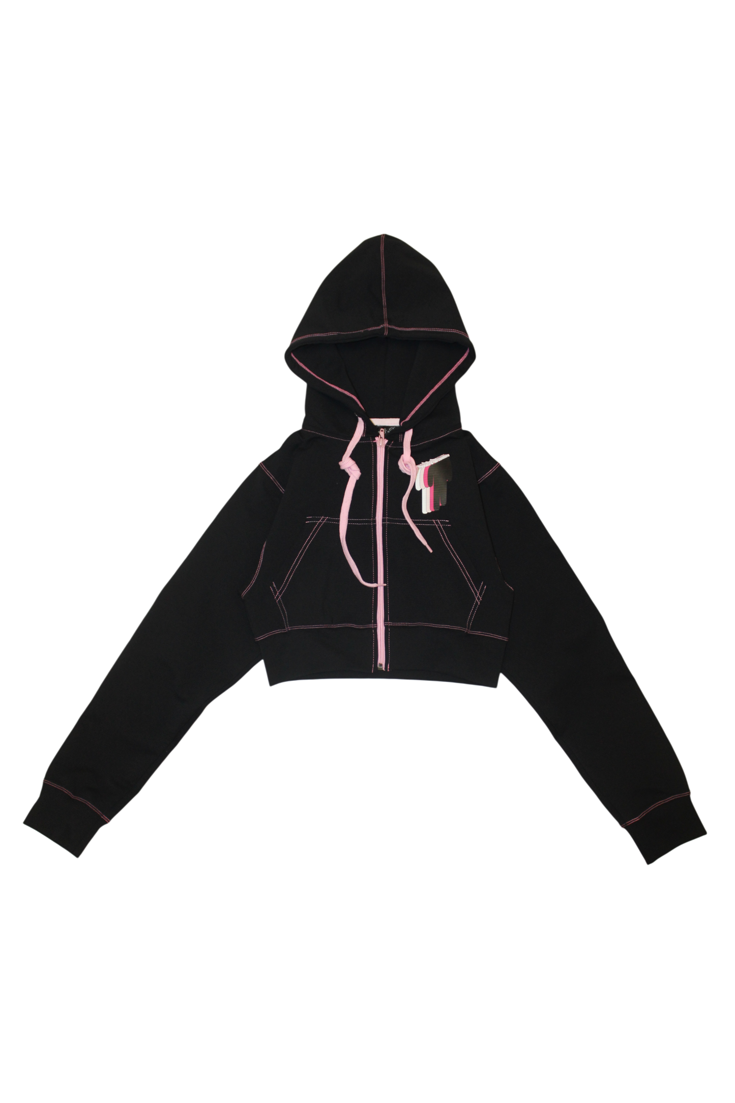 TWIYTC pink and black cropped hoodie