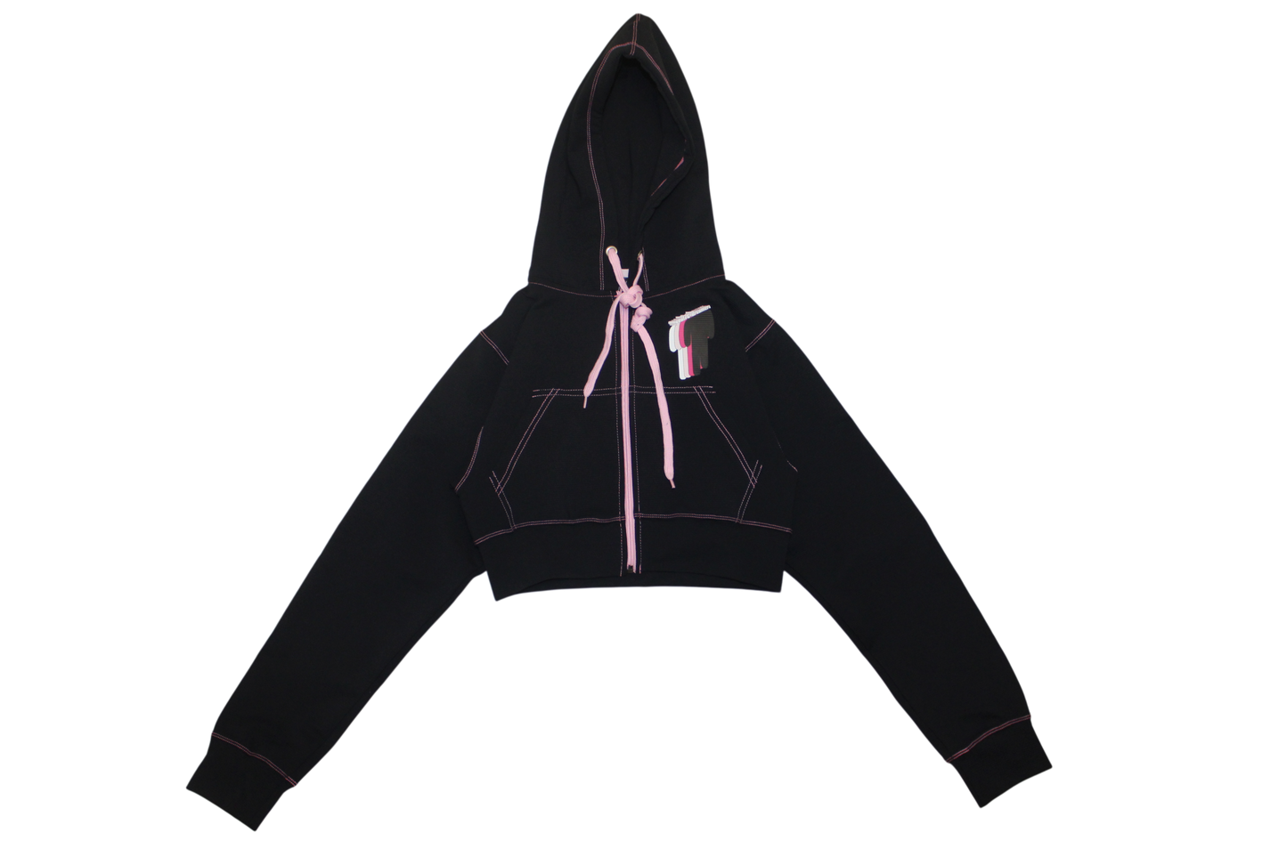 TWIYTC pink and black cropped hoodie