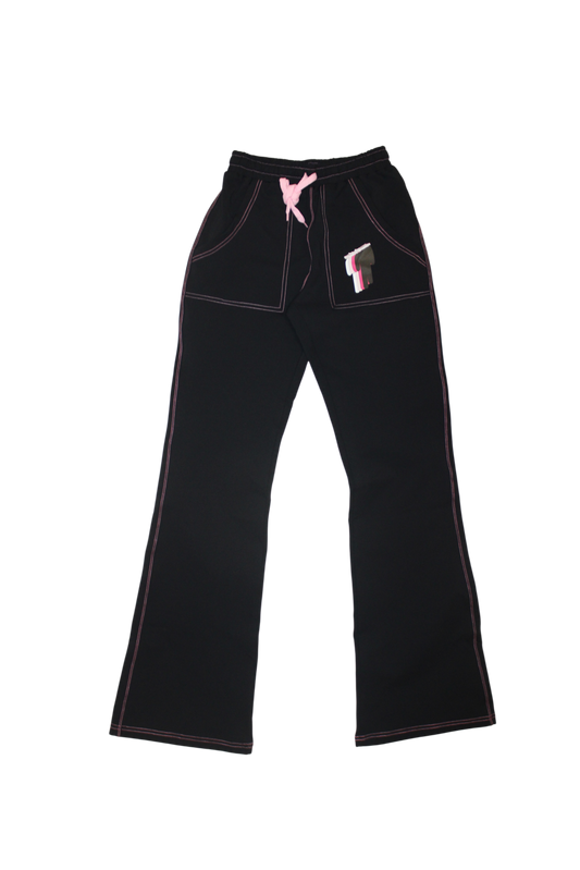 TWIYTC pink and black flared pants