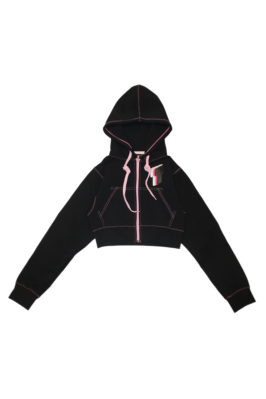 TWIYTC pink and black cropped hoodie