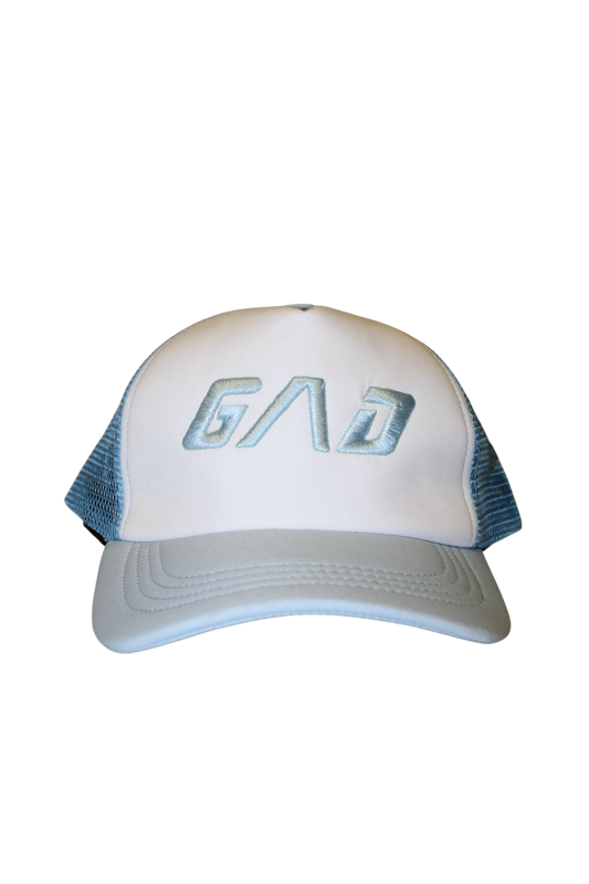 GAD logo trucker cap sky blue